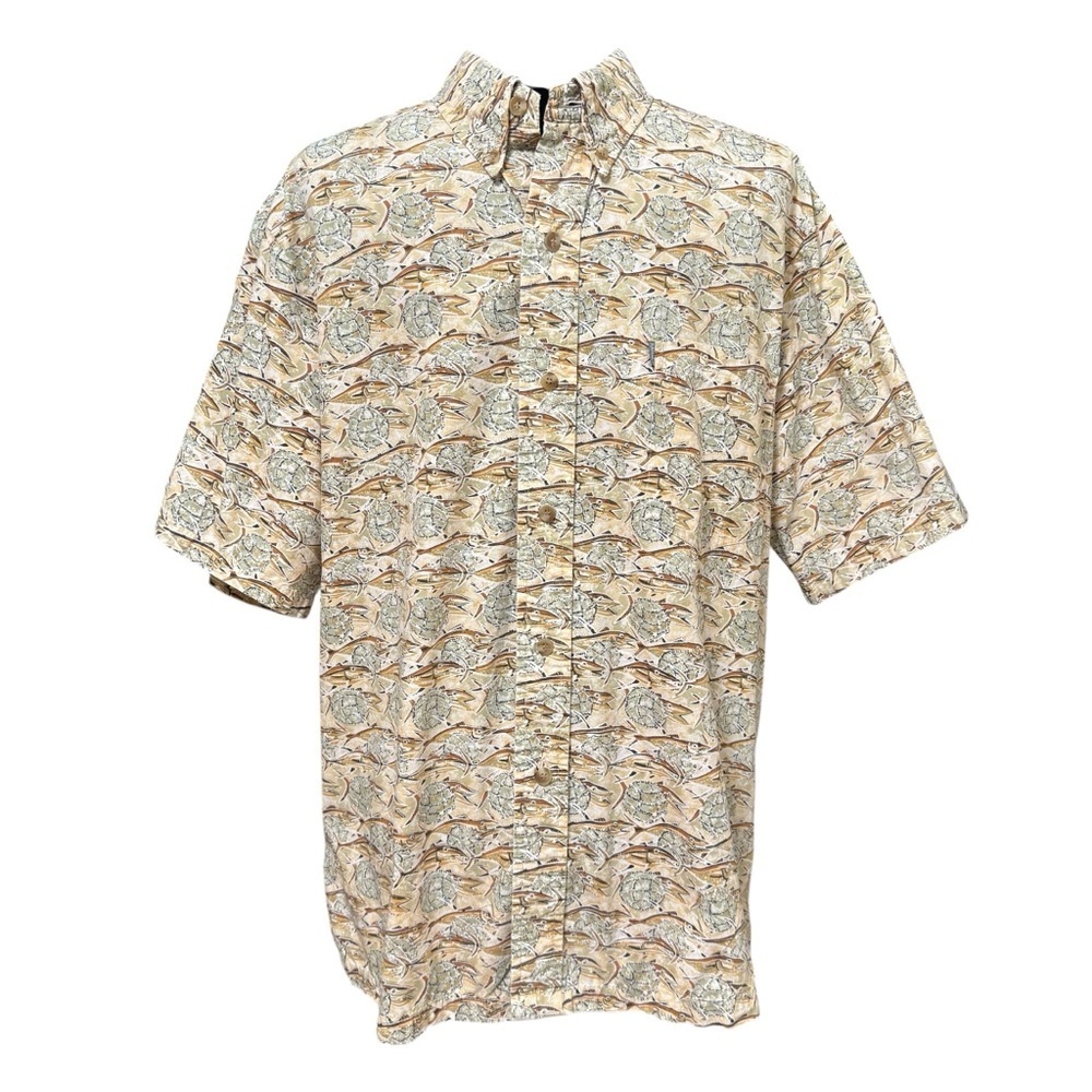 Kahala Hawaiian Shirt Fish Turtle Print Aloha Made in Hawaii Size Large